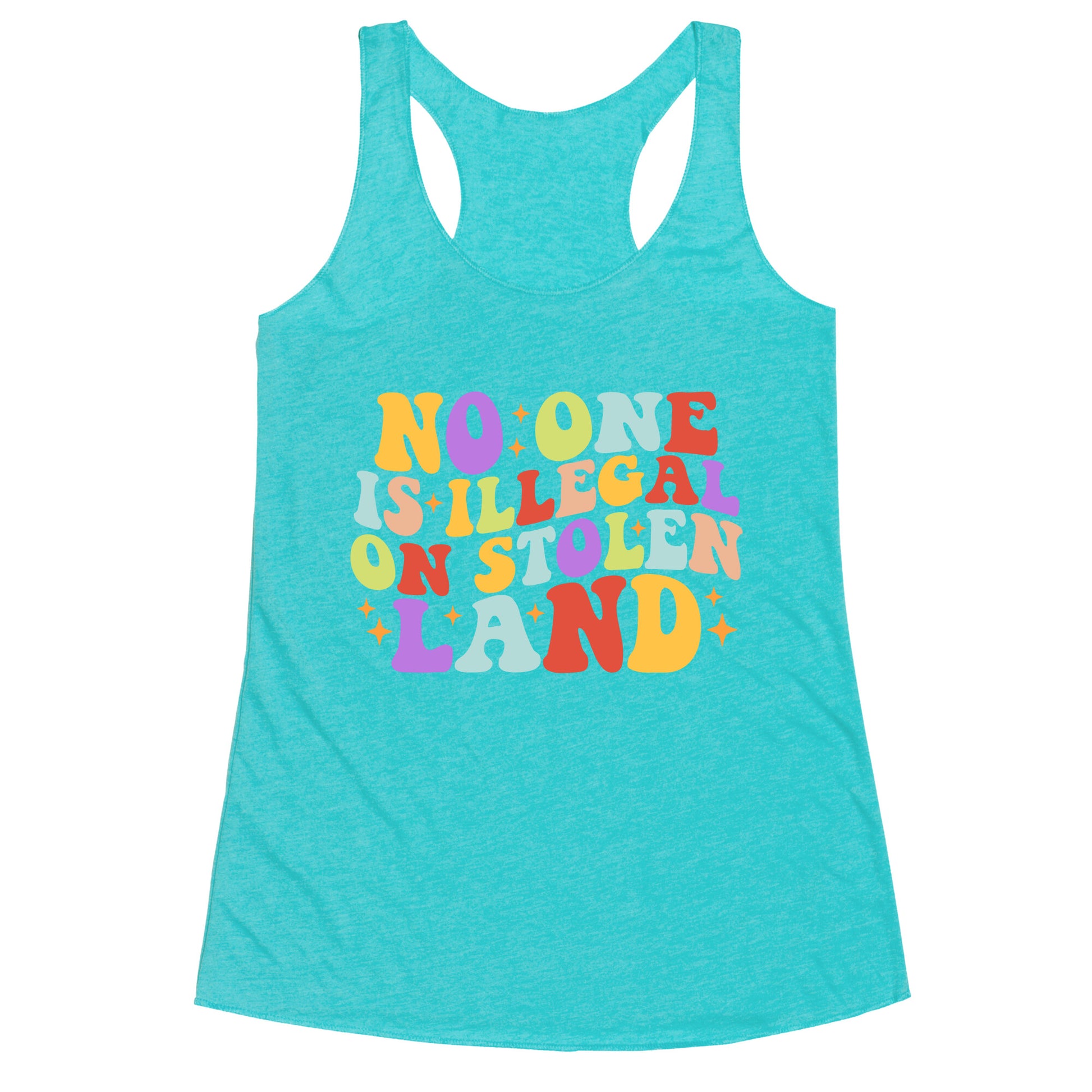 No One Is Illegal On Stolen Land Retro Racerback Tank