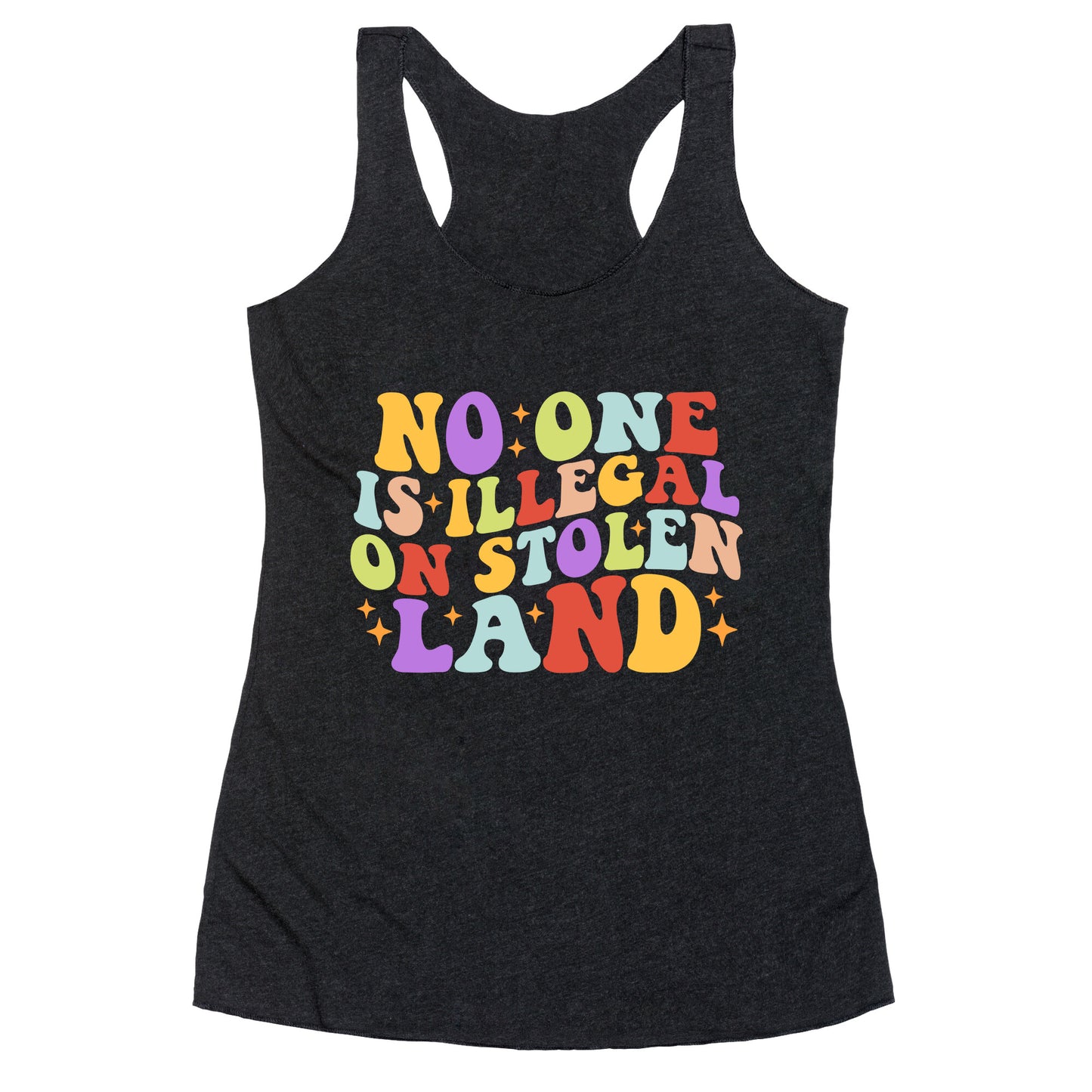 No One Is Illegal On Stolen Land Retro Racerback Tank