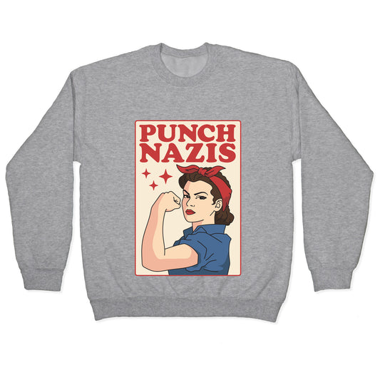 Punch Nazis Crewneck Sweatshirt