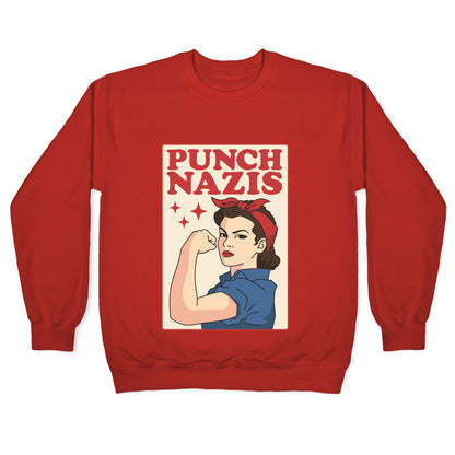 Punch Nazis Crewneck Sweatshirt