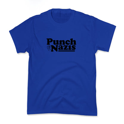Punch Nazis Black Text Kids Tee