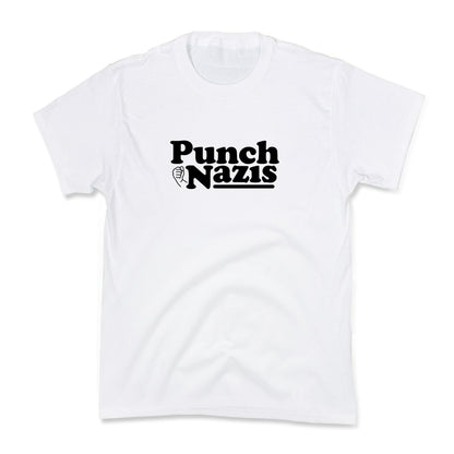 Punch Nazis Black Text Kids Tee