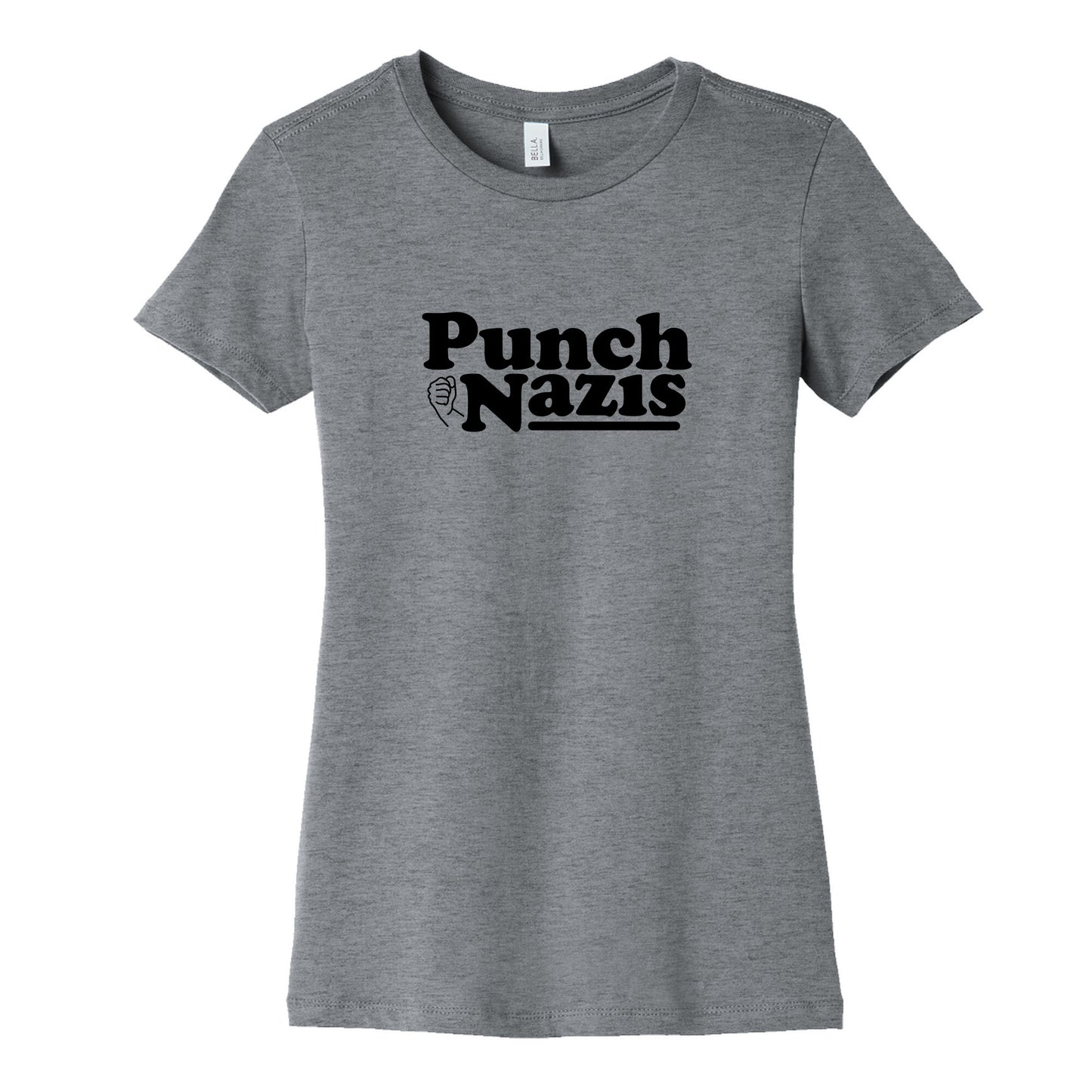 Punch Nazis Black Text Womens Cotton Tee