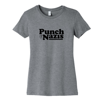Punch Nazis Black Text Womens Cotton Tee