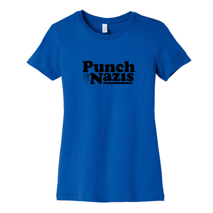 Punch Nazis Black Text Womens Cotton Tee