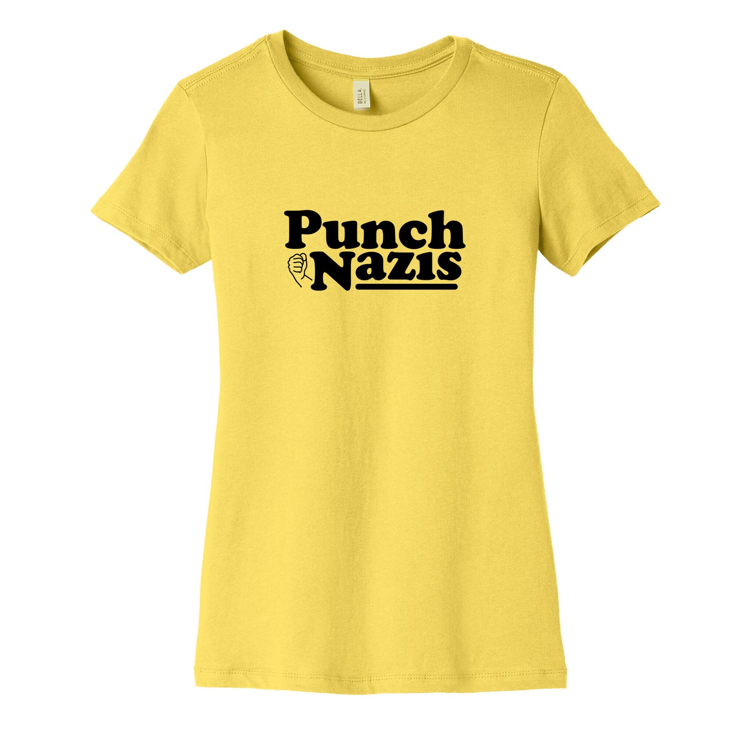 Punch Nazis Black Text Womens Cotton Tee