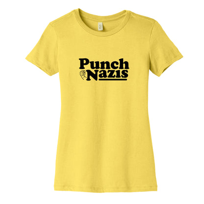 Punch Nazis Black Text Womens Cotton Tee