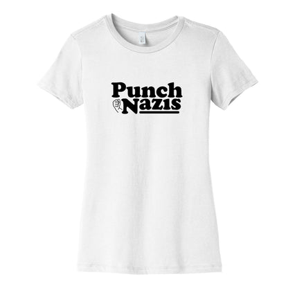 Punch Nazis Black Text Womens Cotton Tee