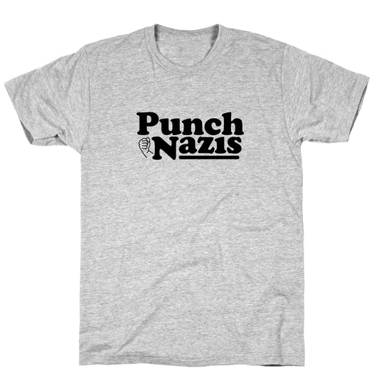 Punch Nazis Black Text T-Shirt