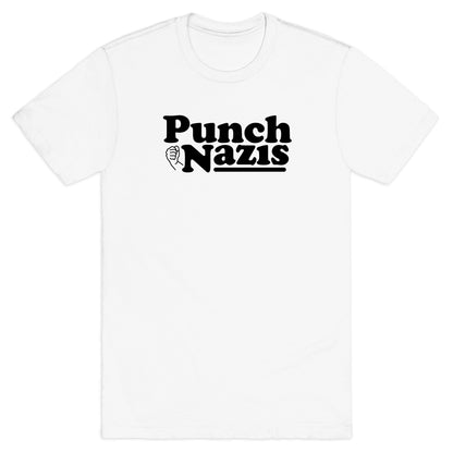 Punch Nazis Black Text T-Shirt