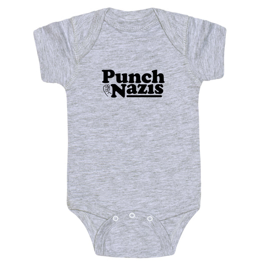 Punch Nazis Black Text Baby One-Piece