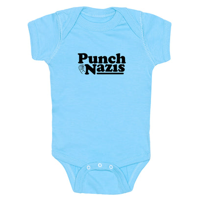 Punch Nazis Black Text Baby One-Piece