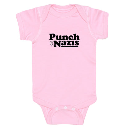 Punch Nazis Black Text Baby One-Piece