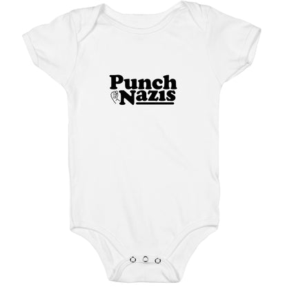 Punch Nazis Black Text Baby One-Piece