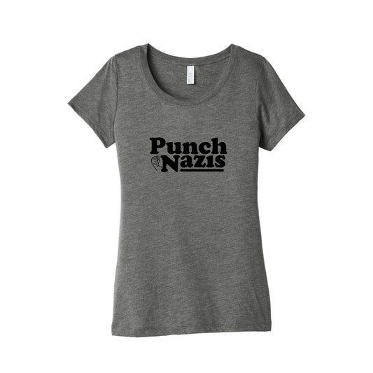 Punch Nazis Black Text Womens Triblend Tee