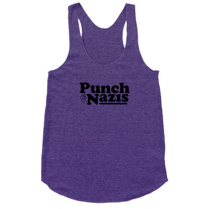 Punch Nazis Black Text Racerback Tank