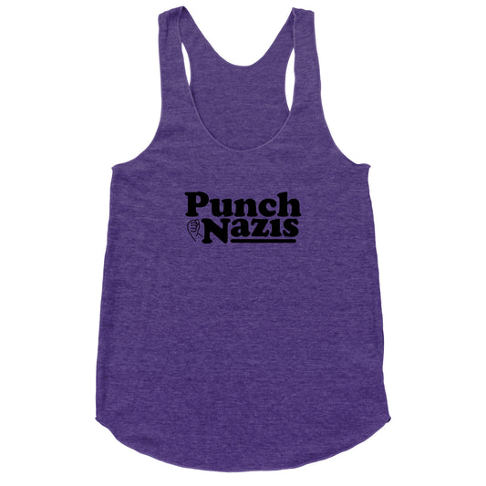 Punch Nazis Black Text Racerback Tank