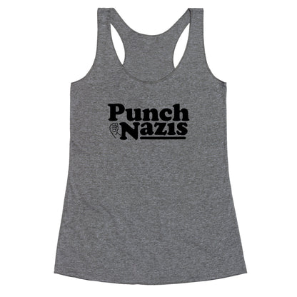 Punch Nazis Black Text Racerback Tank