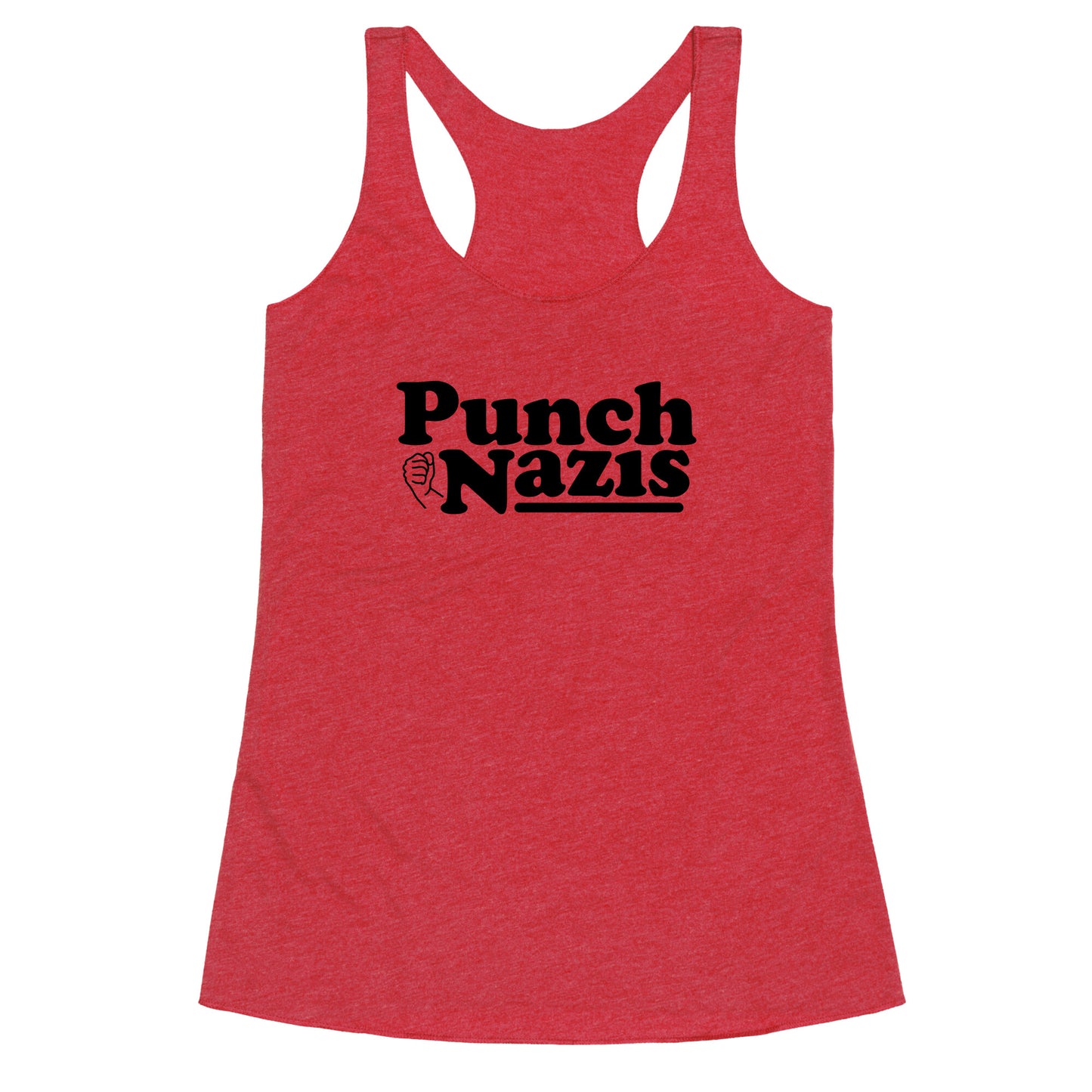 Punch Nazis Black Text Racerback Tank