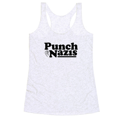 Punch Nazis Black Text Racerback Tank