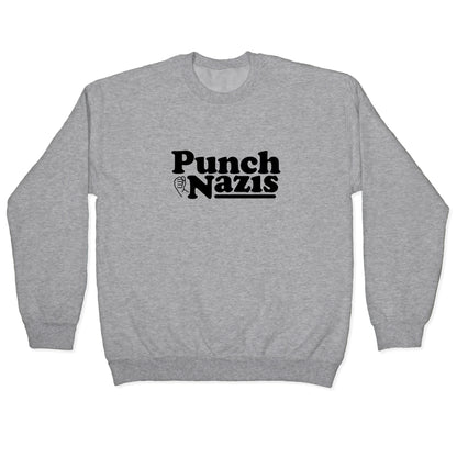 Punch Nazis Black Text Crewneck Sweatshirt
