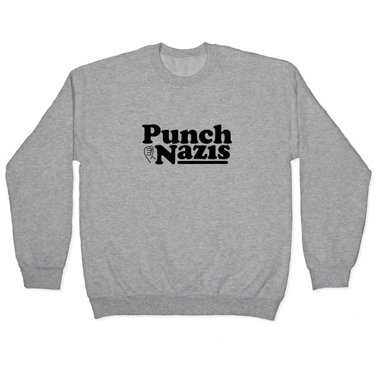 Punch Nazis Black Text Crewneck Sweatshirt