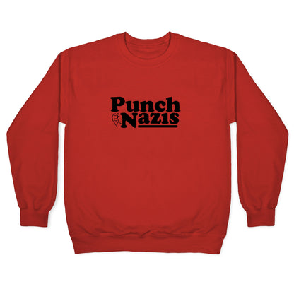 Punch Nazis Black Text Crewneck Sweatshirt