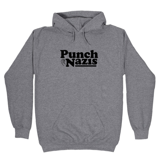 Punch Nazis Black Text Hoodie
