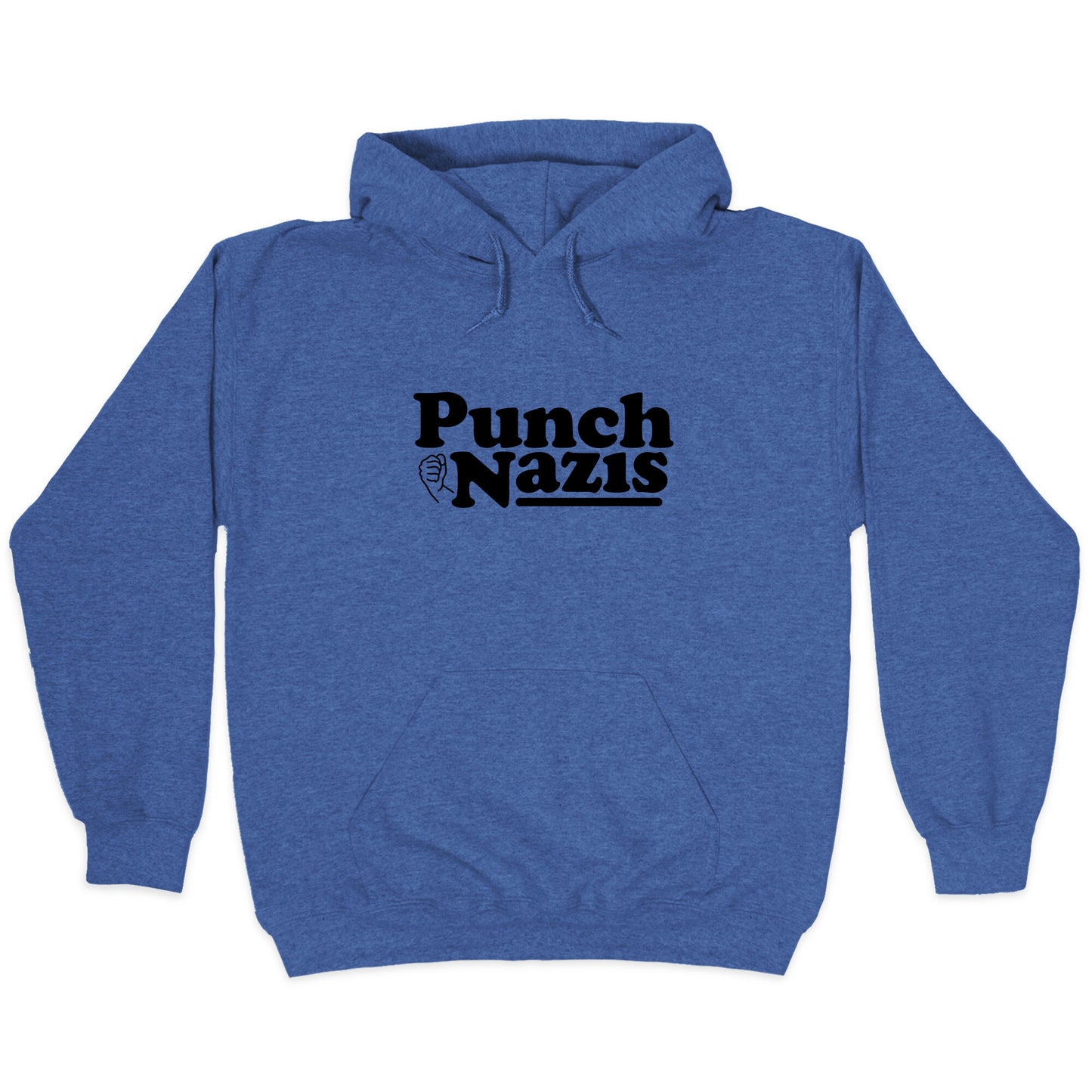 Punch Nazis Black Text Hoodie