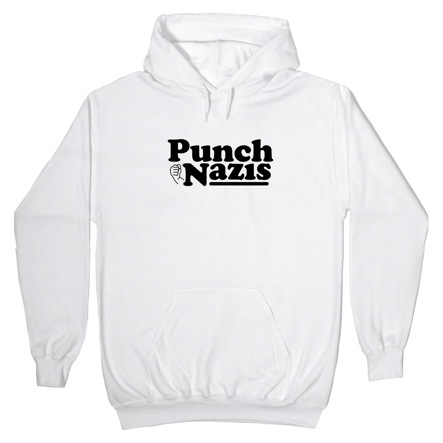 Punch Nazis Black Text Hoodie