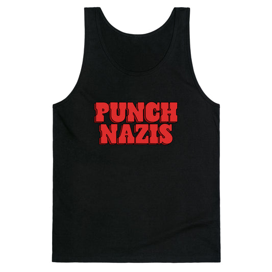 Punch Nazis Red Text Tank Top