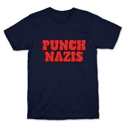 Punch Nazis Red Text T-Shirt