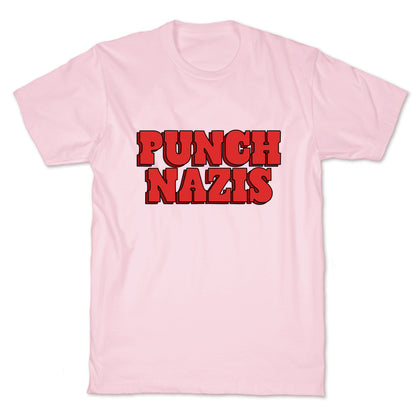 Punch Nazis Red Text T-Shirt
