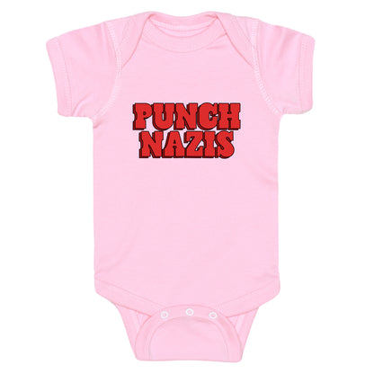 Punch Nazis Red Text Baby One-Piece