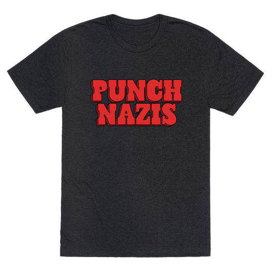 Punch Nazis Red Text Unisex Triblend Tee