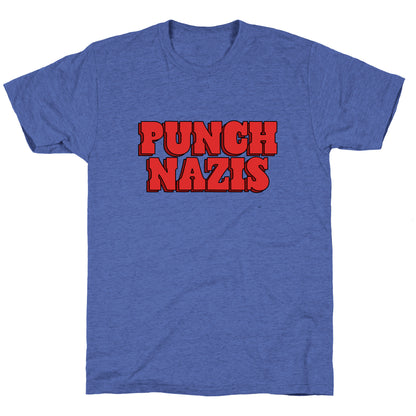 Punch Nazis Red Text Unisex Triblend Tee