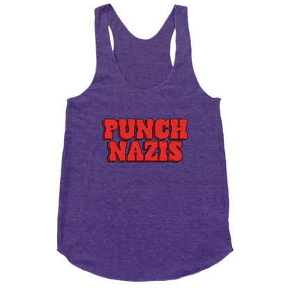 Punch Nazis Red Text Racerback Tank