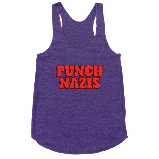 Punch Nazis Red Text Racerback Tank