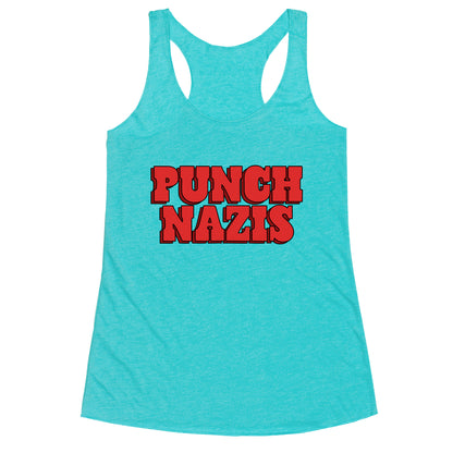 Punch Nazis Red Text Racerback Tank