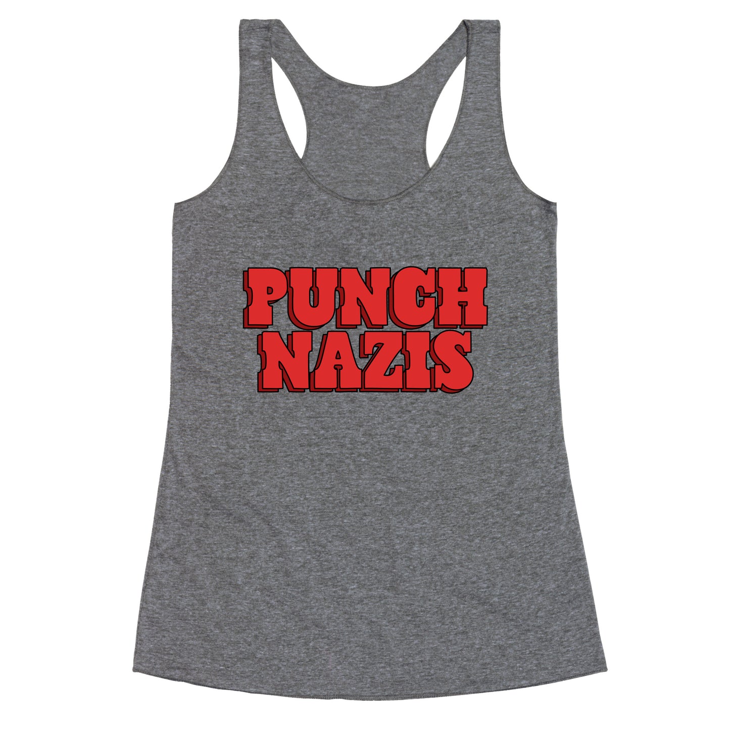 Punch Nazis Red Text Racerback Tank