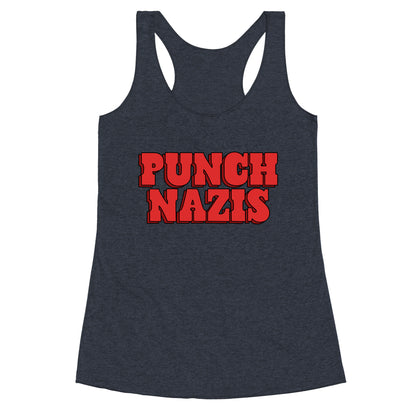 Punch Nazis Red Text Racerback Tank