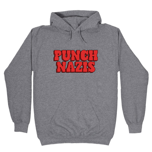 Punch Nazis Red Text Hoodie