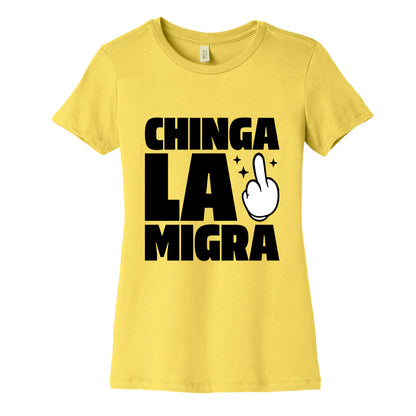 Chinga La Migra Finger Womens Cotton Tee