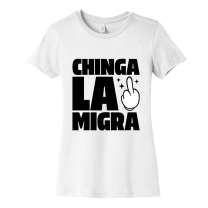 Chinga La Migra Finger Womens Cotton Tee