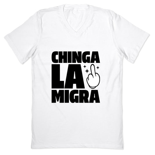 Chinga La Migra Finger V-Neck