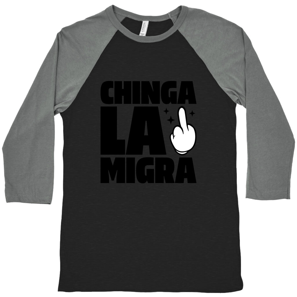 Chinga La Migra Finger Baseball Tee