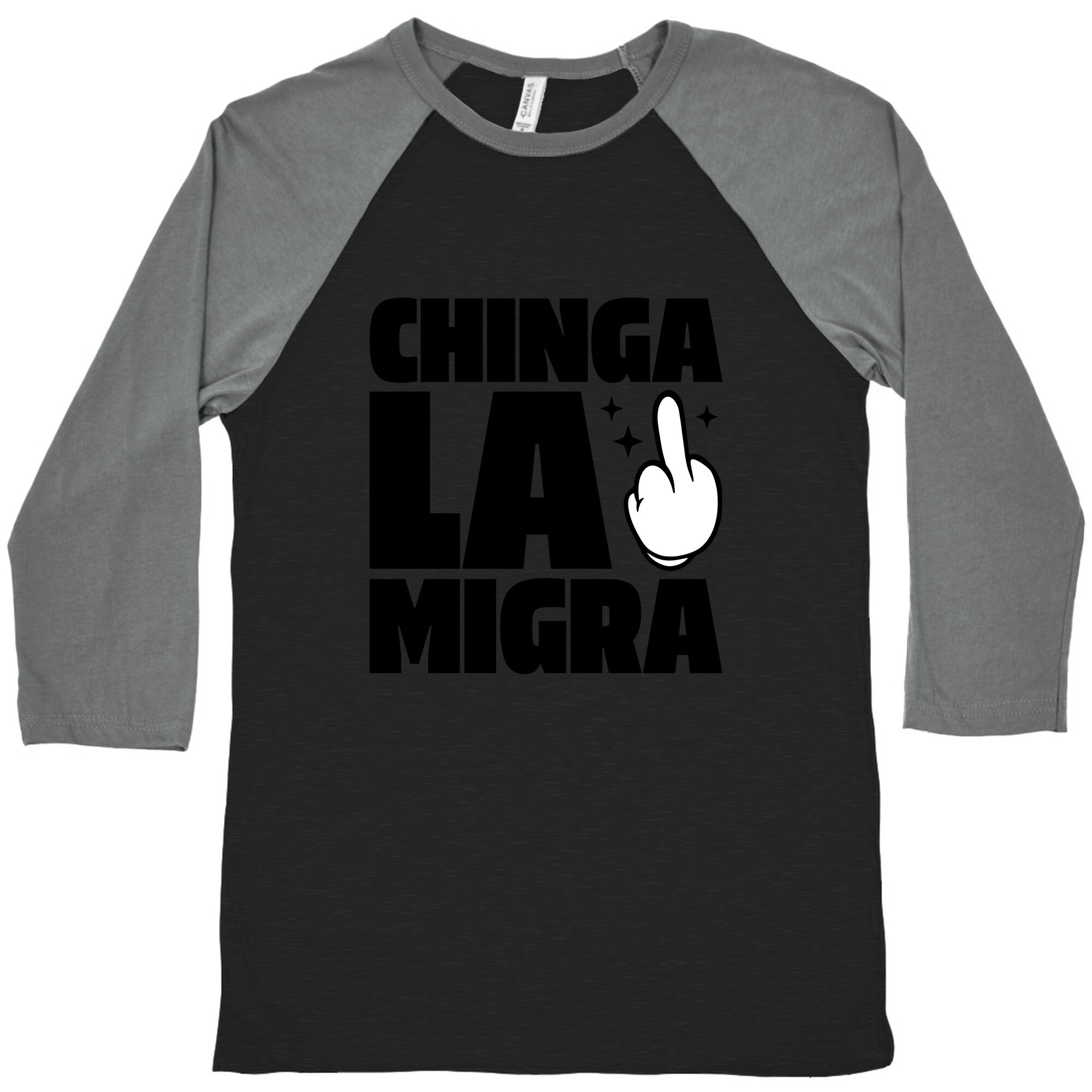 Chinga La Migra Finger Baseball Tee