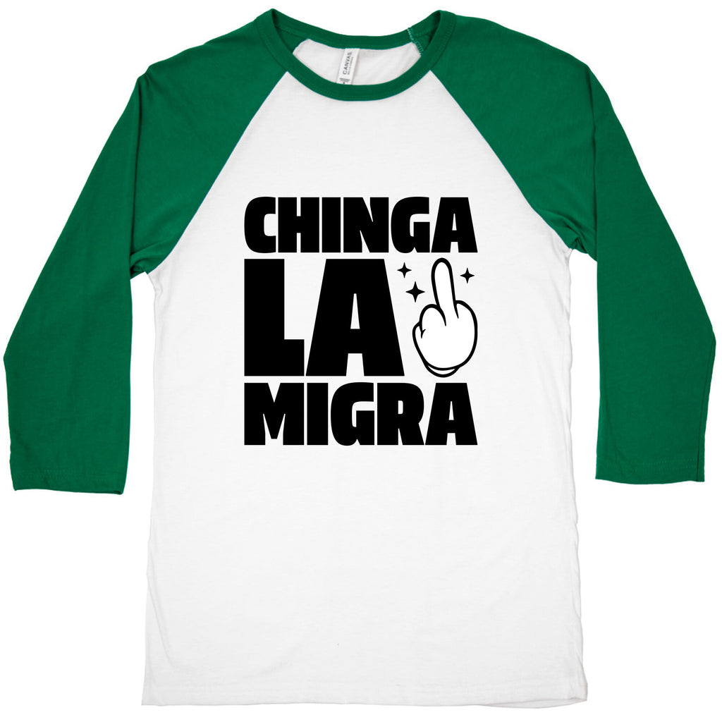 Chinga La Migra Finger Baseball Tee