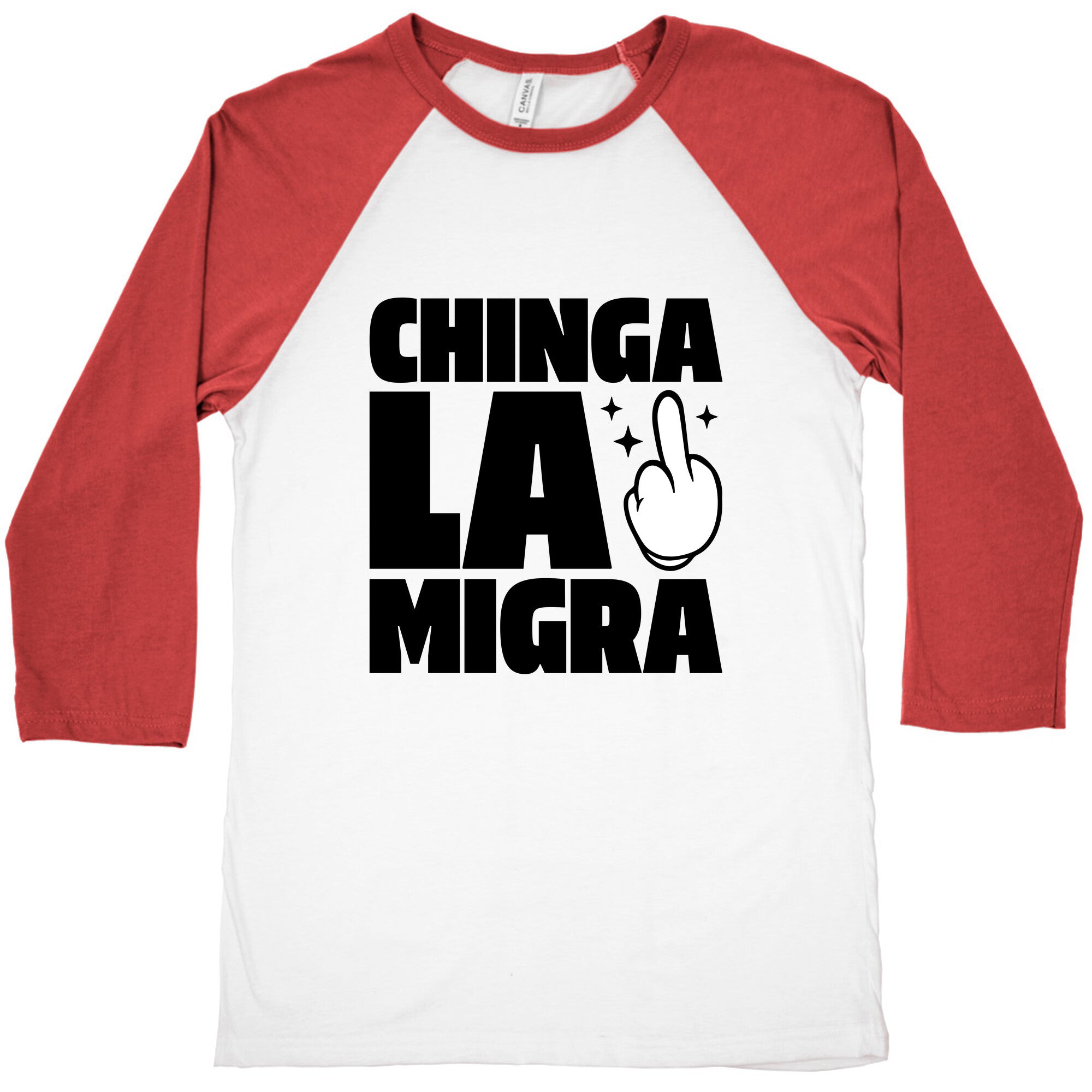 Chinga La Migra Finger Baseball Tee