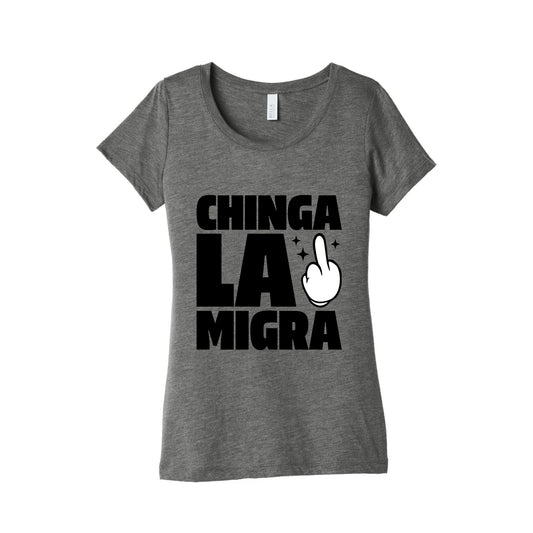 Chinga La Migra Finger Womens Triblend Tee